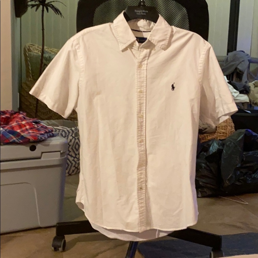 Barely worn, no stains, white collard button down
